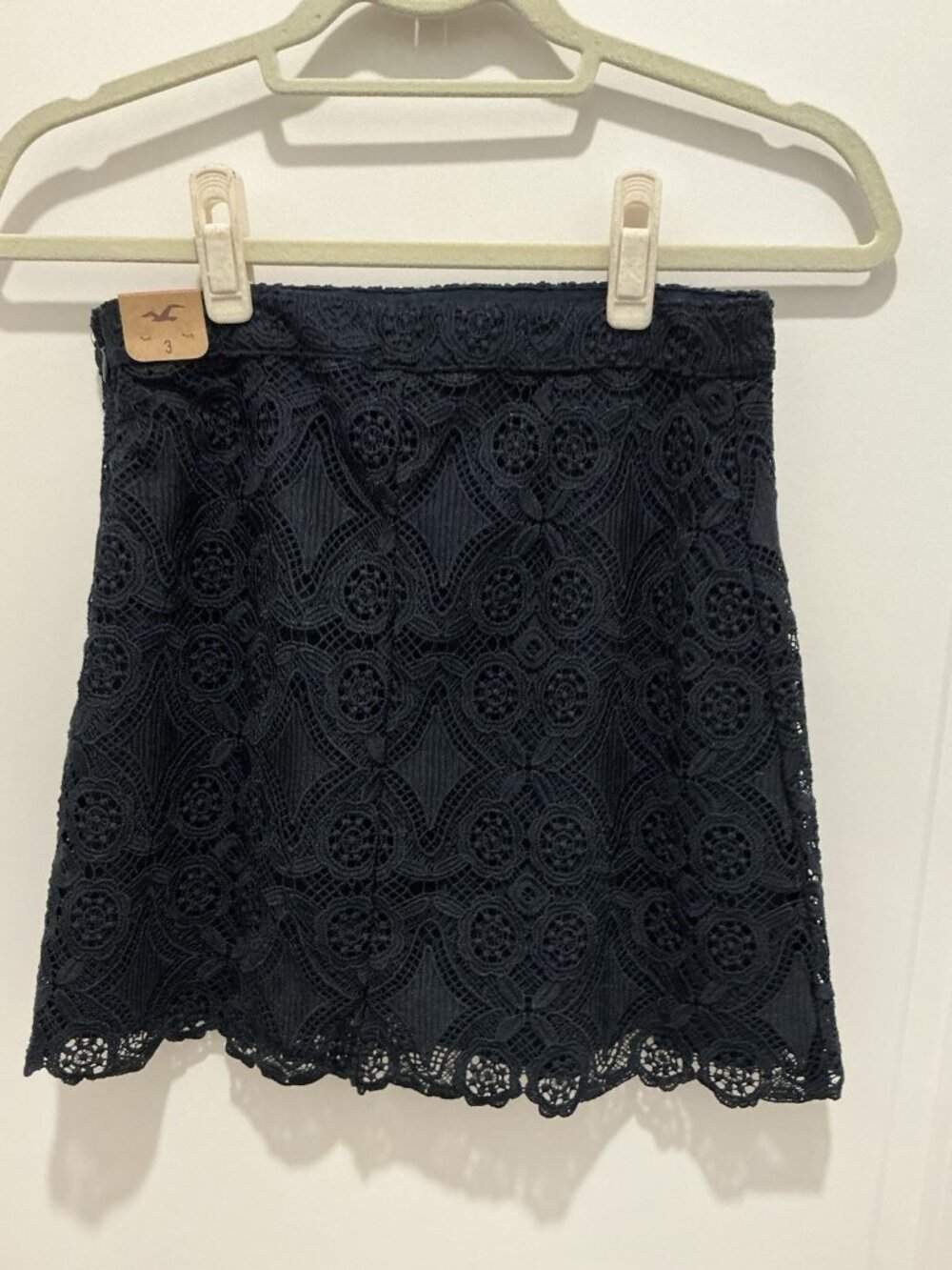 Hollister Size 3 Juniors Skirt Navy Lace Mini Zip Closure NWT - Picture 5 of 11